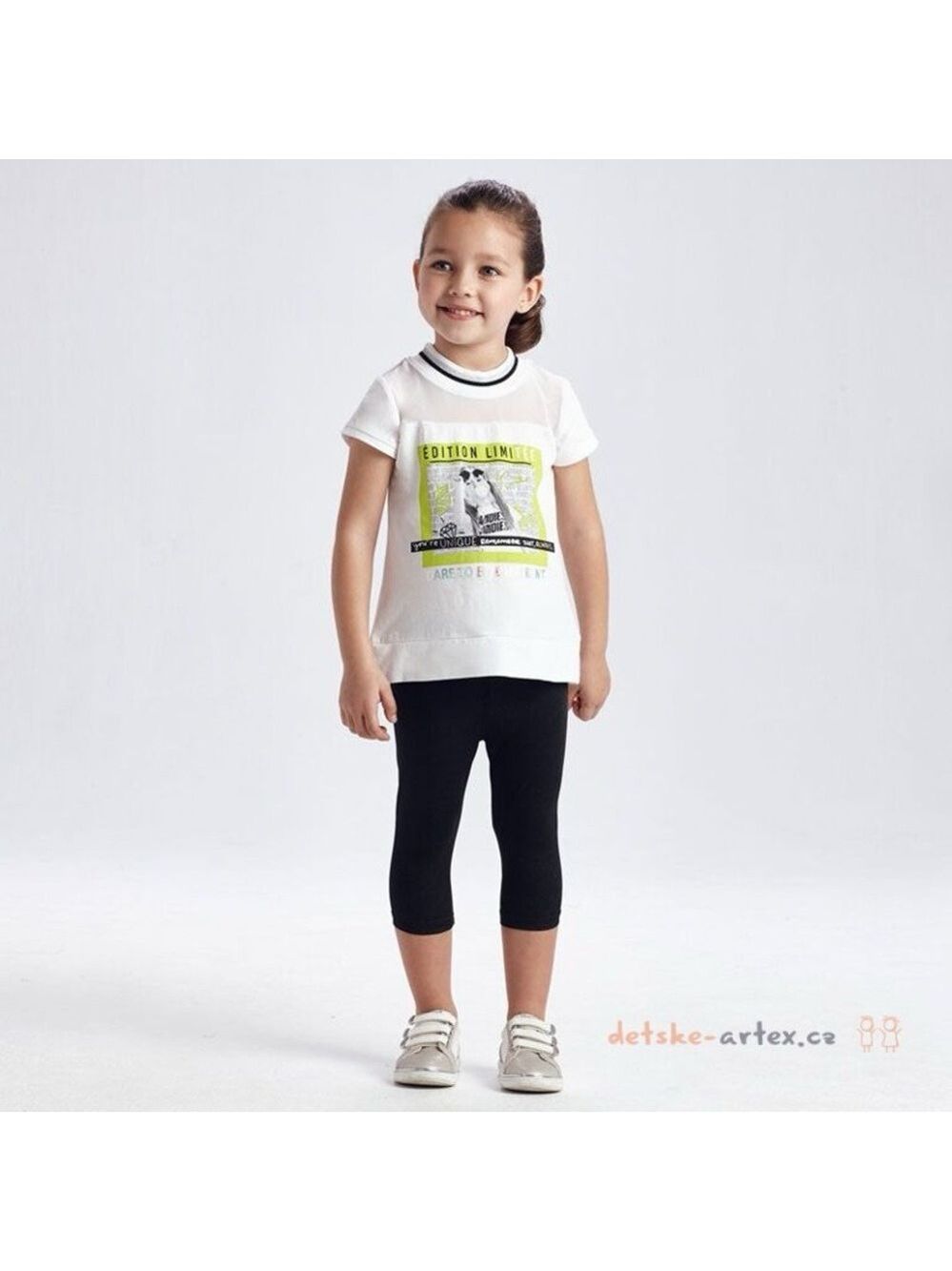 Size 4 Girls Mayoral White and Black Graphic Kids Set